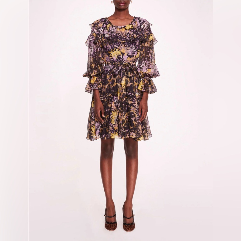 MARCHESA ‘Monarch’ 🆕 Luxury Mini Dress, Purple and Yellow. Sz10 🔥 SOLD OUT!